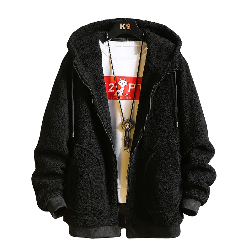 

2019 Autumn And Winter New Korean Version Of Lamb Hair Loose Thick Hooded Lapel Fashion Trend Casual Jacket