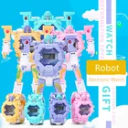 Модные, интересные, трансформированные детские электронные часы для мальчиков и девочек, детские часы-роботы с подсветкой