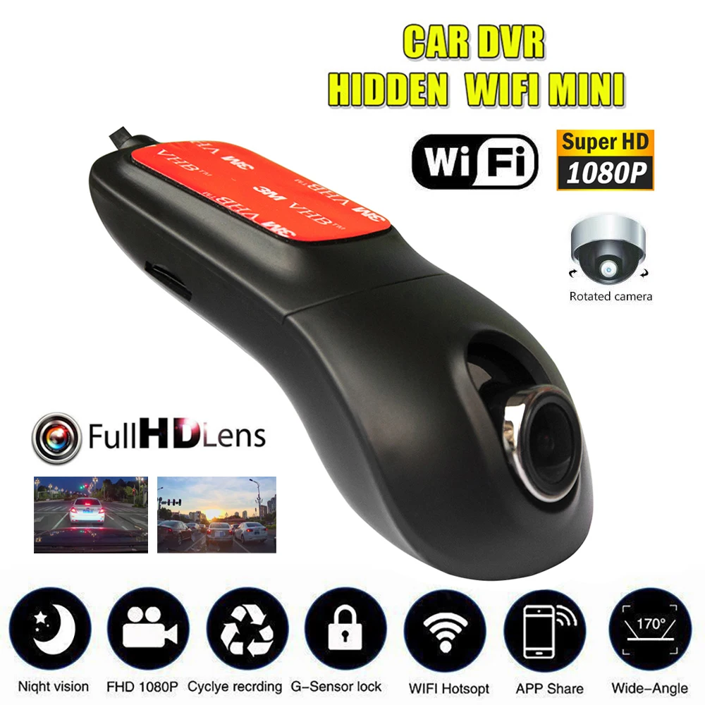 Скрытый видеорегистратор FHD 1080P Wi Fi Автомобильный регистратор с детектором