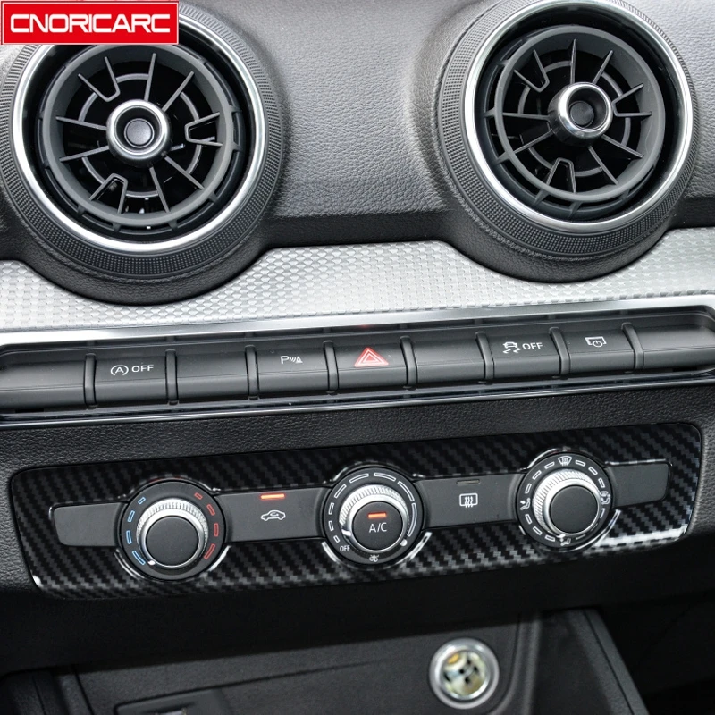 

Carbon Fiber Color Central Air Conditioning Knob Frame Decoration Cover Trim For Audi Q2 2018-2021 ABS Car Styling Accessories