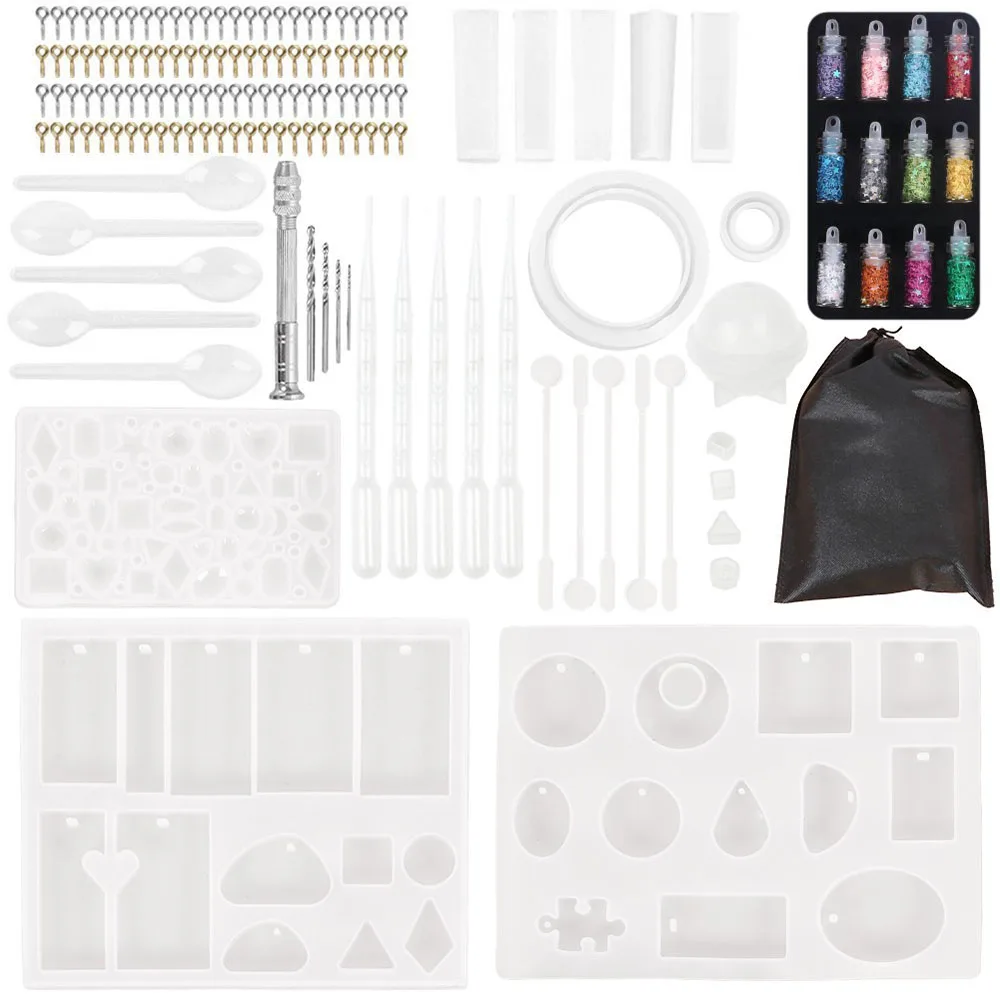 

DIY Crystal Epoxy Tool Handmade Set Bracelet Pendant Jewelry Silicone Mold Combination Drill Dropper Offer