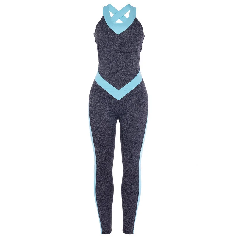 Blue Женский комплект для йоги, сиамский спортивный костюм, сексуальный ансамбль, спортивные костюмы-комбинезоны, одежда для спортзала, одежда для бега, одежда для фитнеса, спортивный костюм - Цвет: Blue