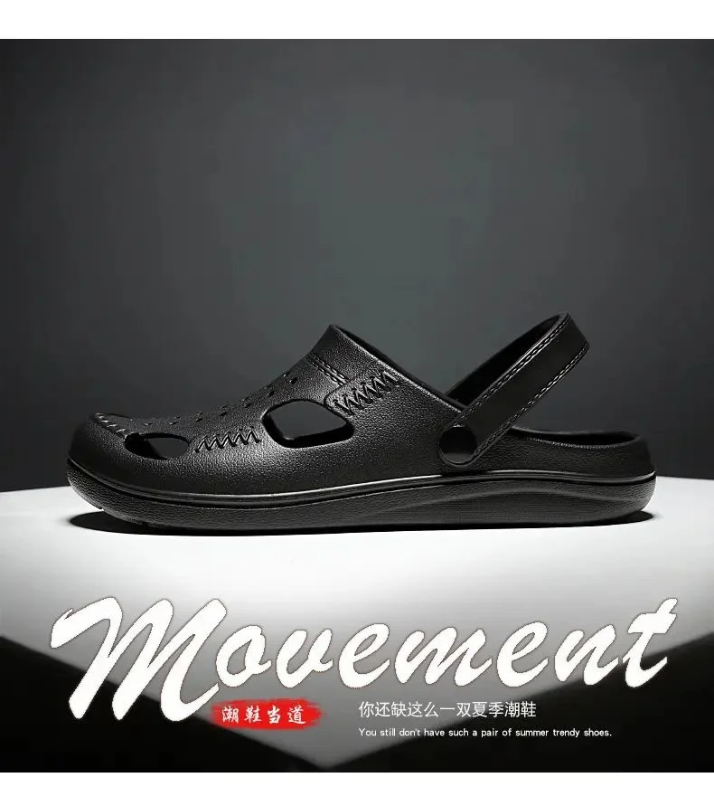 

Sandals Hole Shoes Couple Home Slippers Summer Hollow Out Smiling Face Buckle Men And Women Beach Flat