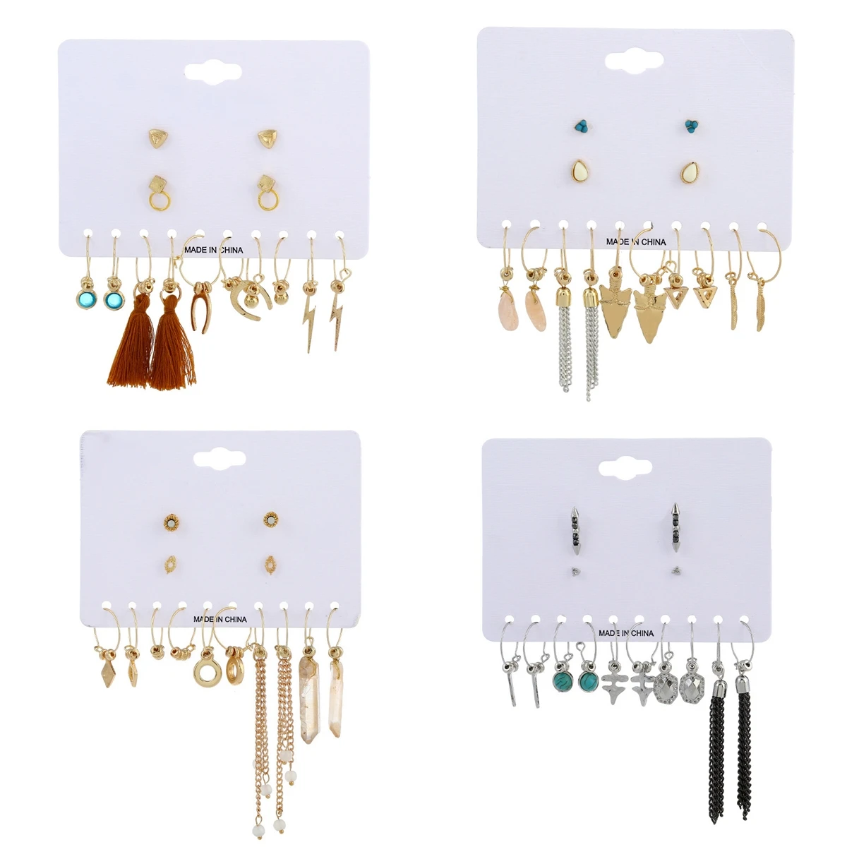 Женские серьги-кольца 7 пар/компл. винтажные геометрические серьги золотого