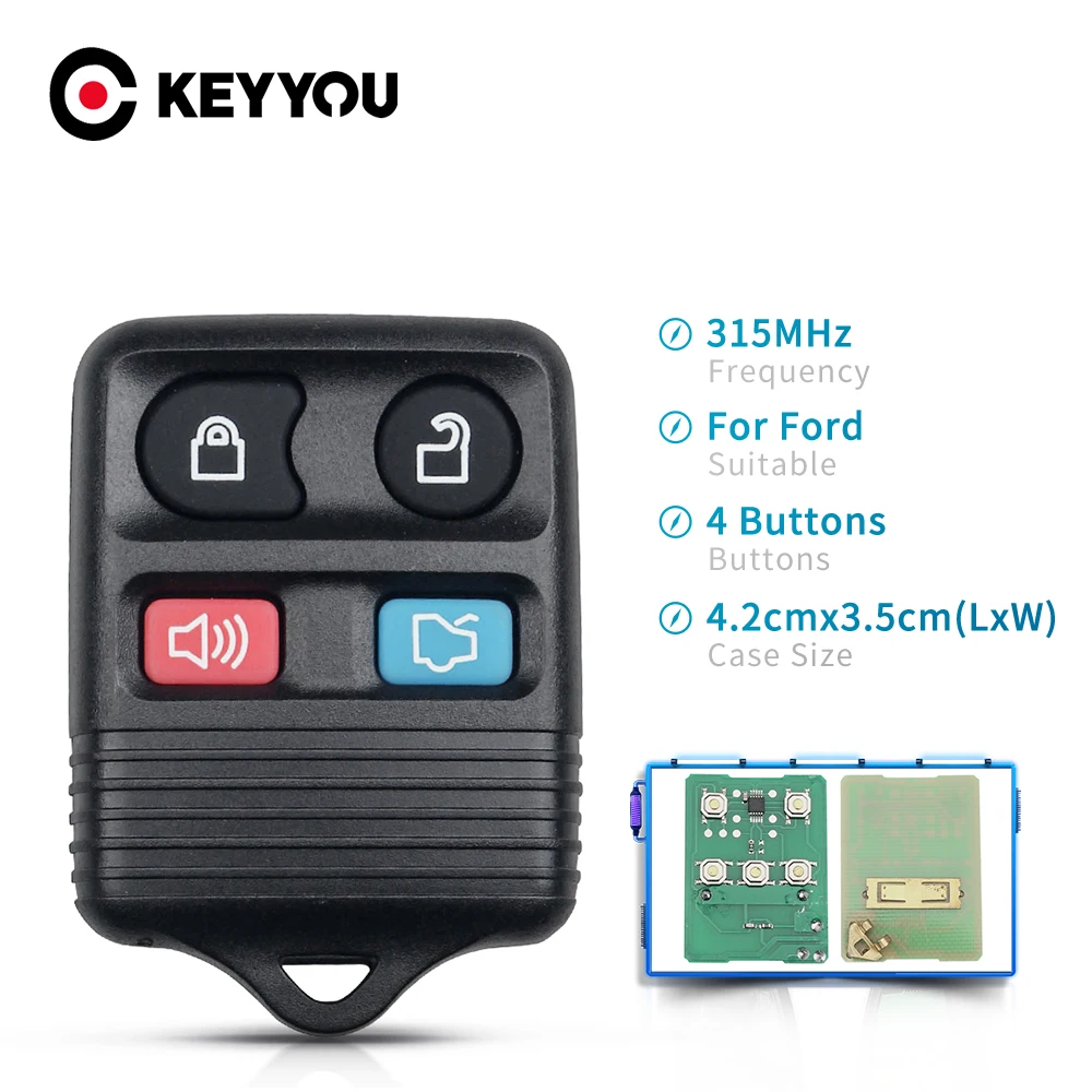 Ключ дистанционного управления KEYYOU 315 МГц 4 кнопки для Ford Focus Escape Mustang Thunderbird Lincoln