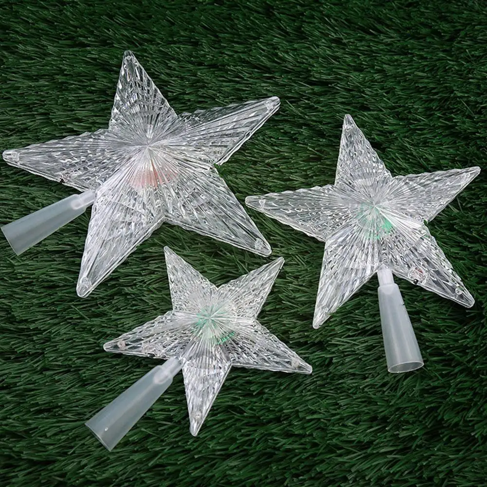 

LED Luminous Tree Top Star Christmas Tree Ornaments Outdoor Pendant Garden Wall Decoration I2S6