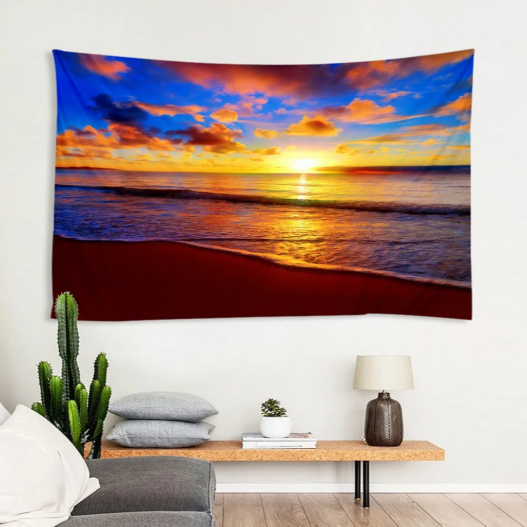 

Ocean Sunset Wall Hanging Tapestry for Bedroom Home Decor Durable Soft Comfy