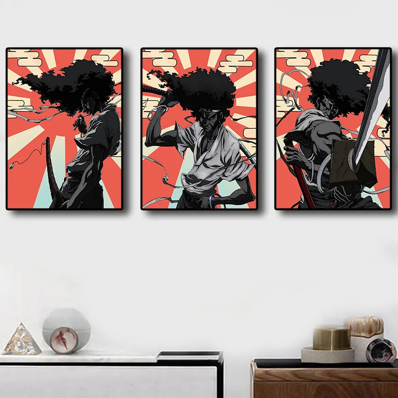 Классическая Ретро картина абстрактное искусство домашний декор афро Самурай