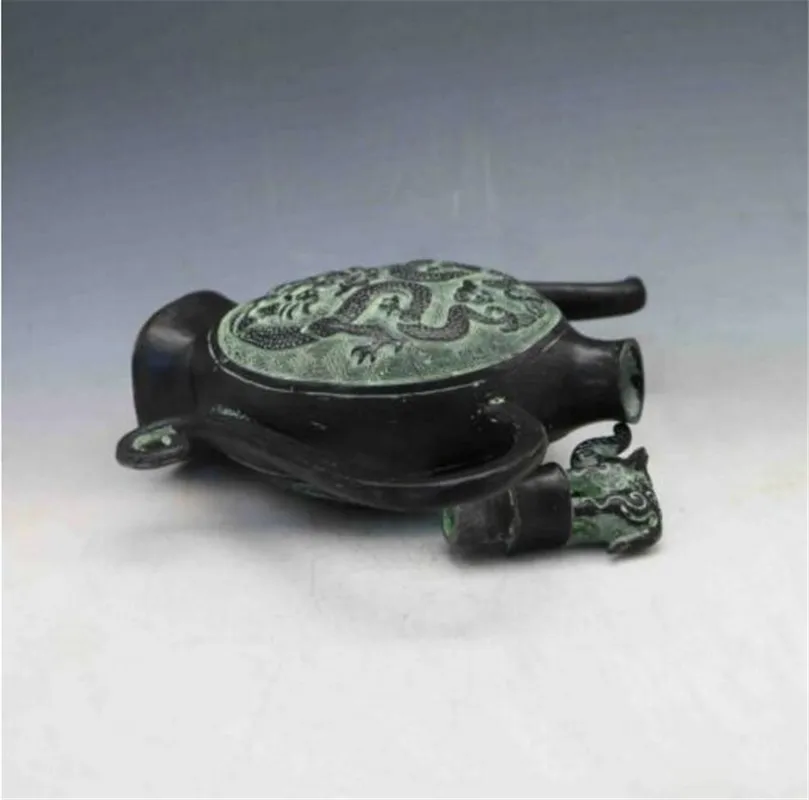 Медная статуя древняя китайская Бронзовая ручная резьба крышка слона чайник