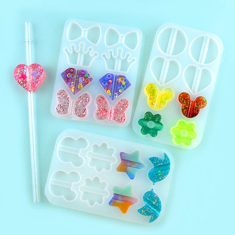 

DIY Crystal Epoxy Resin Mold Cup Straw Accessories Mold Straw Silicone Mold Snap Fitting