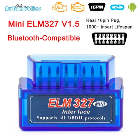 ELM327 V1.5 OBD2 сканер ELM 327 V 1 5 Bluetooth совместимый OBD 2 авто диагностические инструменты OBD2 считыватель кодов Бесплатная доставка