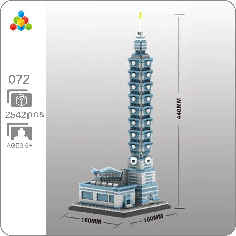 

YZ 072 World Architecture Taipei 101 Building Financial Center 3D Model DIY Mini Building Diamond Blocks Toy for Children no Box