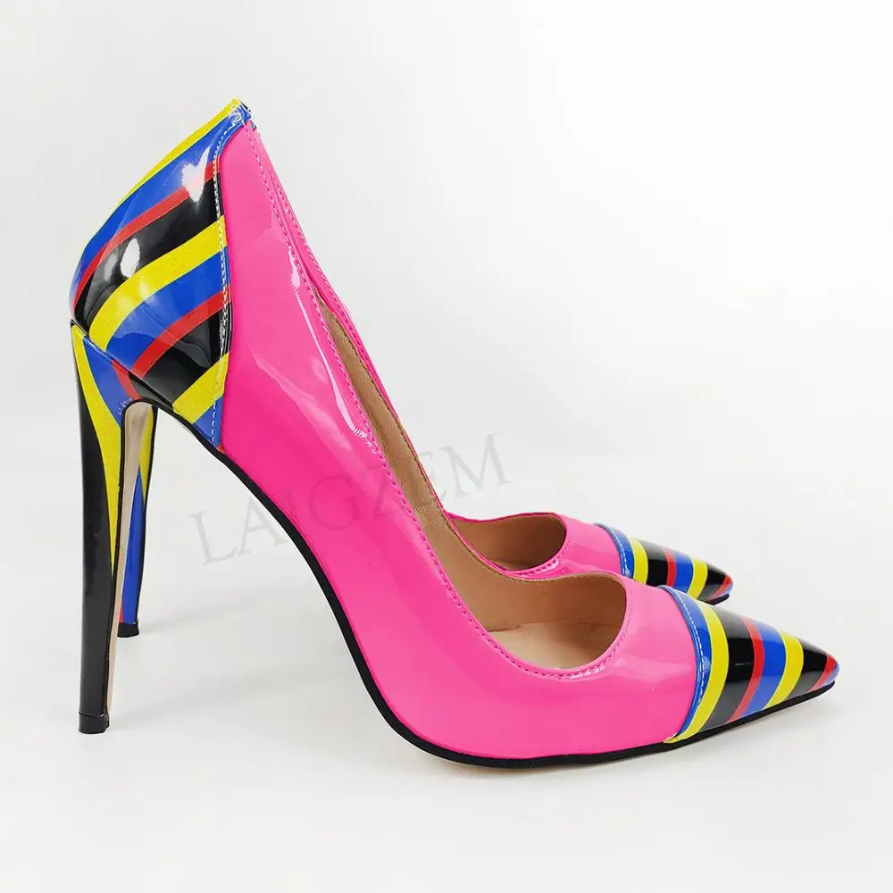 

LAIGZEM Design 2020 Women Heels Color Contrast High Heels Pumps Salto Ladies Pumps Zapatillas Chic Basic Shoes Woman 44 45 46 47