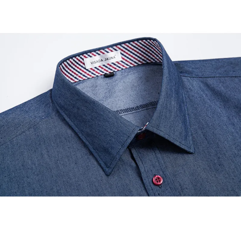 Мужская рубашка с длинным рукавом VISADA JUANA однотонная Облегающая из джинсовой