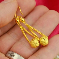 lucky bead drop earrings for women 24k gold plated trendy dangling earrings bridal wedding hook earrings jewelry