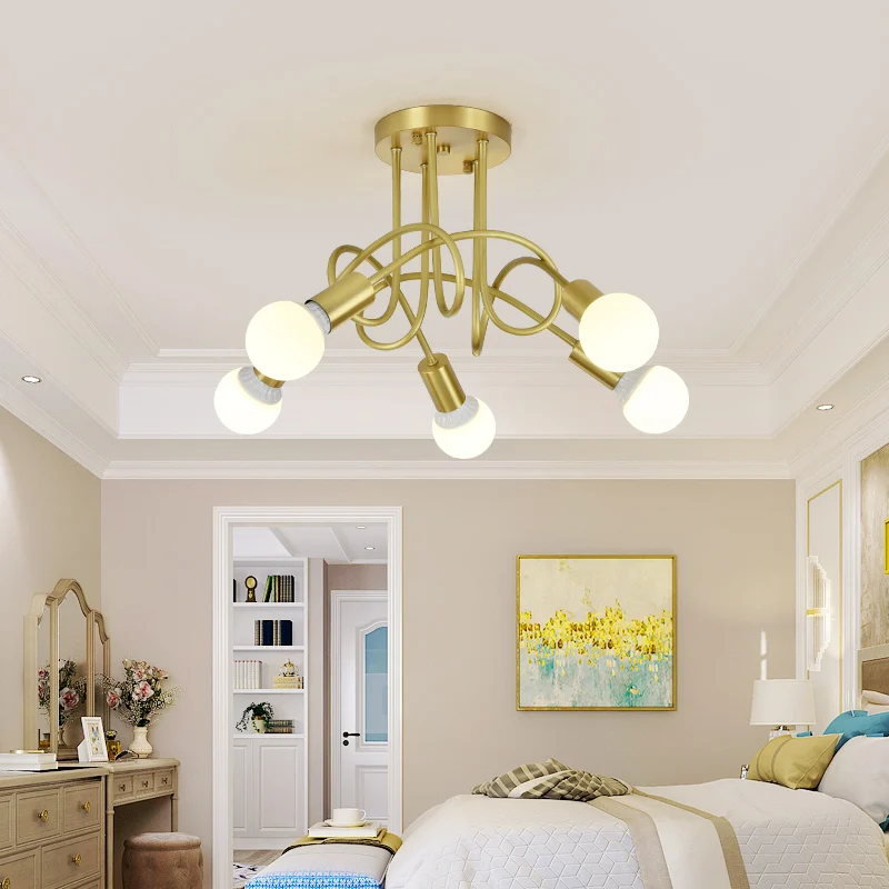 Скандинавская медная люстра в стиле ретро простая потолочная лампа для кухни