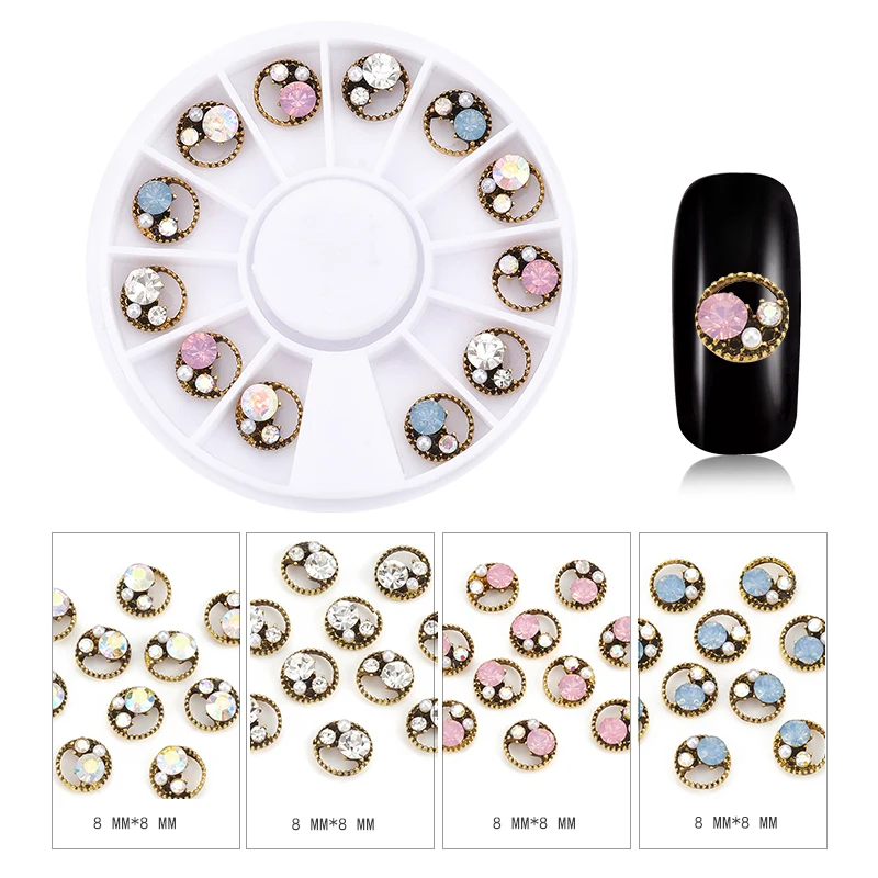 

1 Box Alloy Diamond Crystal 3d Nail Art Decoration Nail Wheel