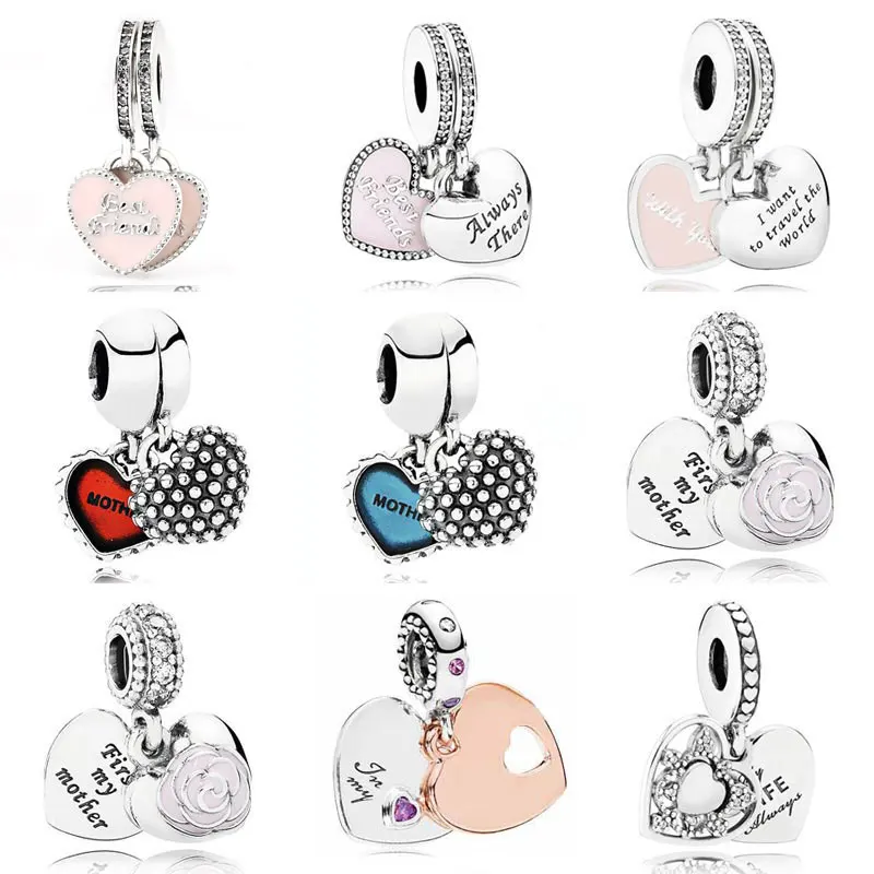 

My Wife Mother & Daughter Son Love Hearts Best Friend Pendant Charm Fit Europe Bracelet 925 Sterling Silver Bead Charm Jewelry