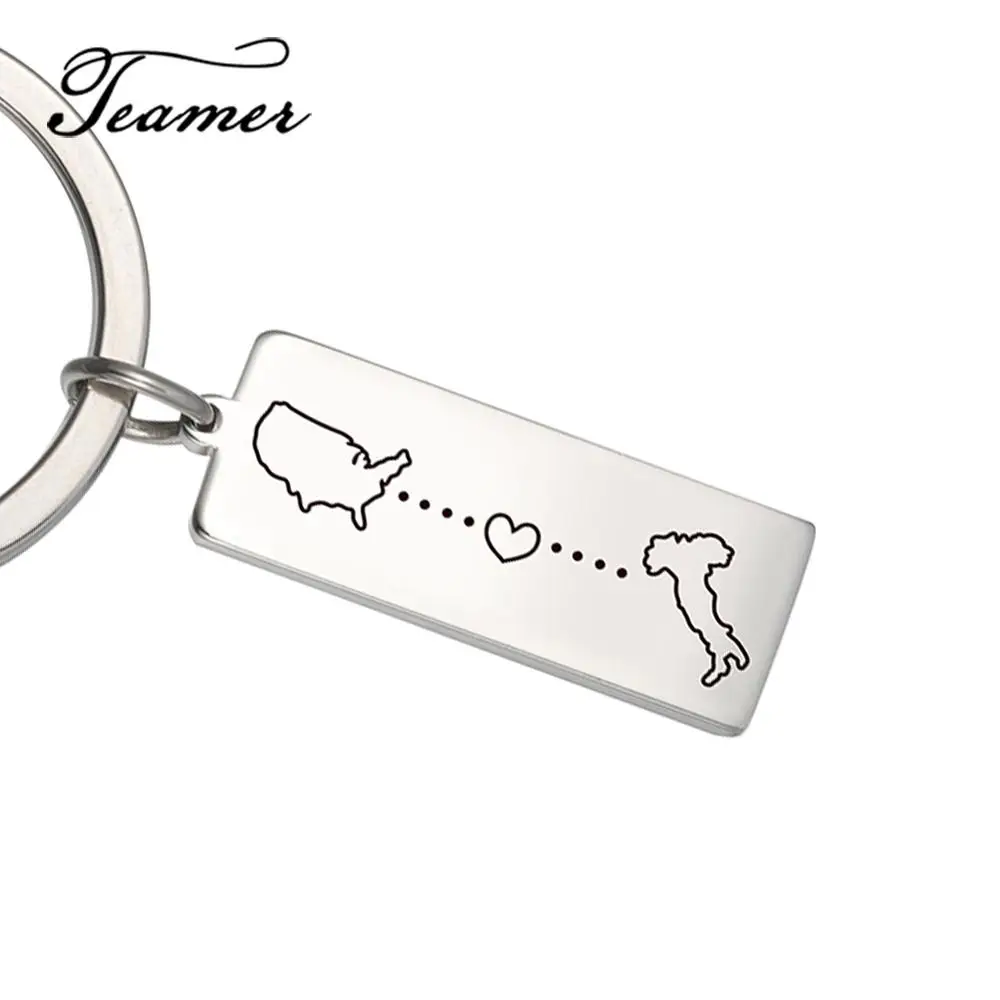 

Персонализированный Государственный брелок Teamer, персонализированный брелок для ключей с картой местоположения, персонализированный пода...