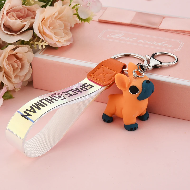 

Fashion Cartoon Dog Keychain Animal Pu Leather Keyring Holder for Bag Car Trinket Chaveiros Bag PendantJewelry EH074