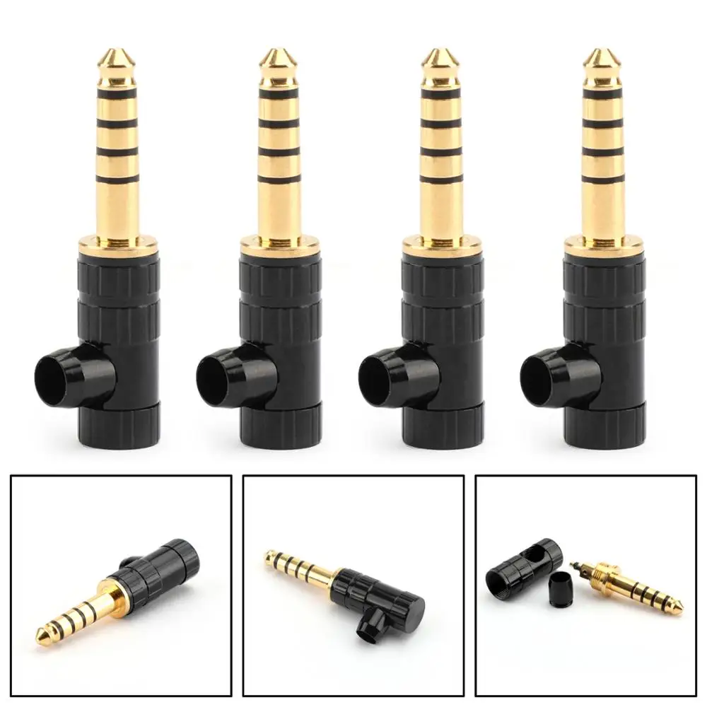 

Areyourshop 4PCS 4.4mm Gold Plated 5 Pole Right Angle Audio Plug For SONY NW-WM1Z/A Headset Cable Connector