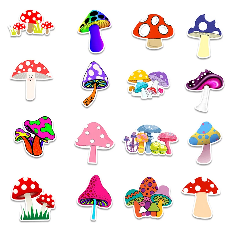 

50Pcs Plant Mushroom Flower Stickers For Notebooks Stationery Scrapbooking