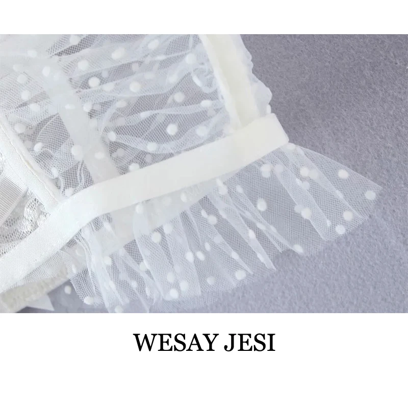 

WESAY JESI Women's Clothing 2021 Za Fashion Sexy White Corset Top Mesh Embroidery Sleeveless Inside Camisole Bar Party Wear
