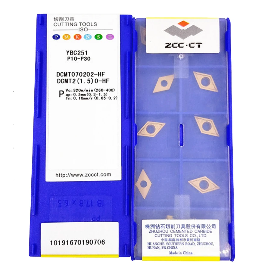 

ZCC.CT DCMT070202-HF YBC251/DCMT070204-HF YBC251/DCMT11T304-HF YBC251/DCMT11T308-HF YBC251 carbide inserts 10PCS