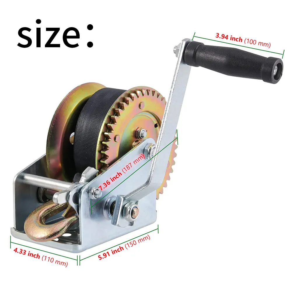 

Hand Winch 600lbw Heavy Duty Manual Boat Heavy-duty Steel Winch with Wire Rope Comfortable Touch Ergonomically Designed Handle