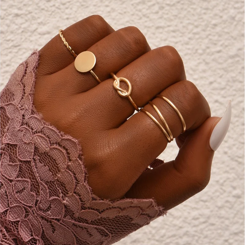 Женский набор колец в форме сердца и Луны ALYXUY модное Золотое кольцо богемном