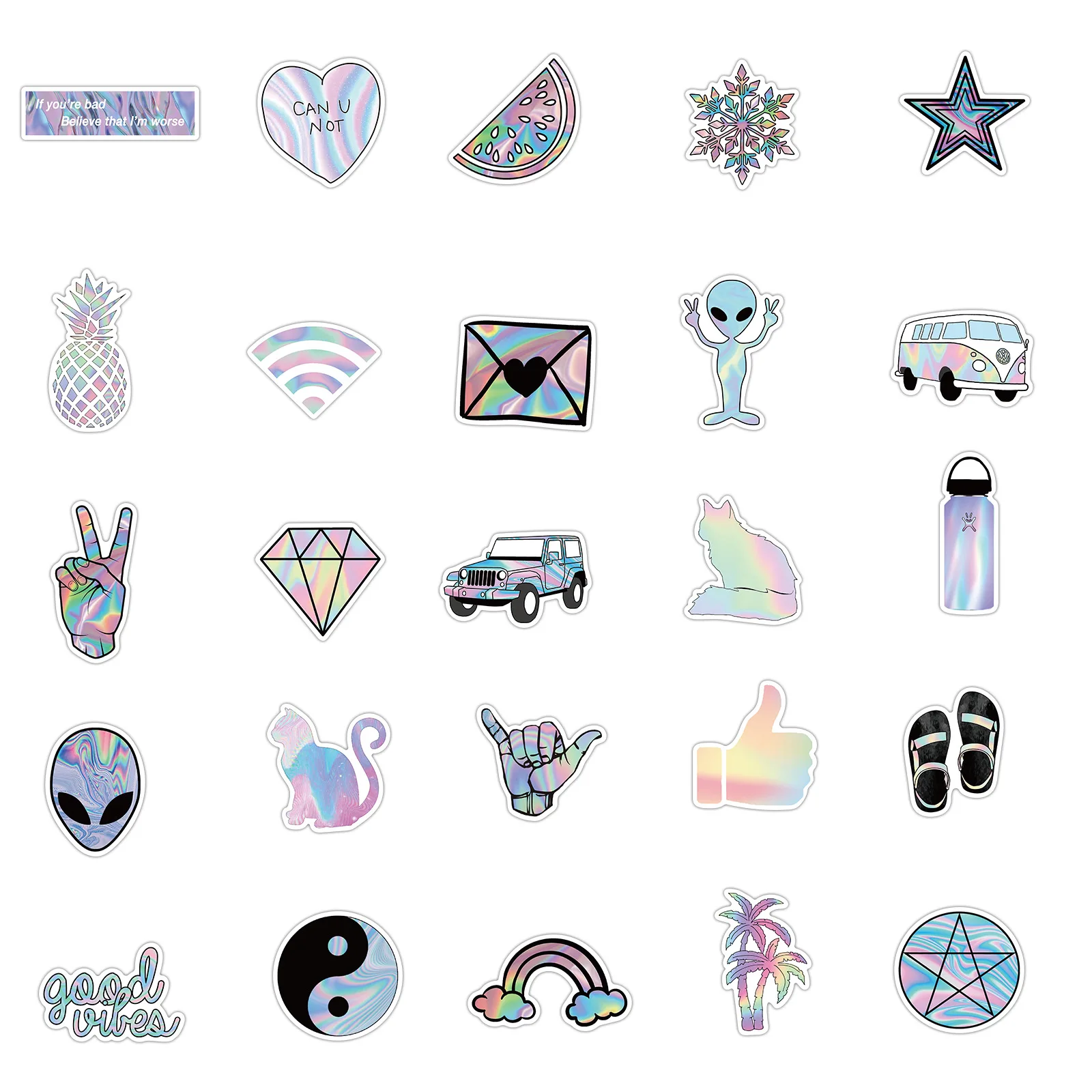 

10/50Pcs/Lot Holographic Laser Girl Stickers For Kids Toy Motorcycle Bicycle Skateboard Laptop Waterproof DIY Decals