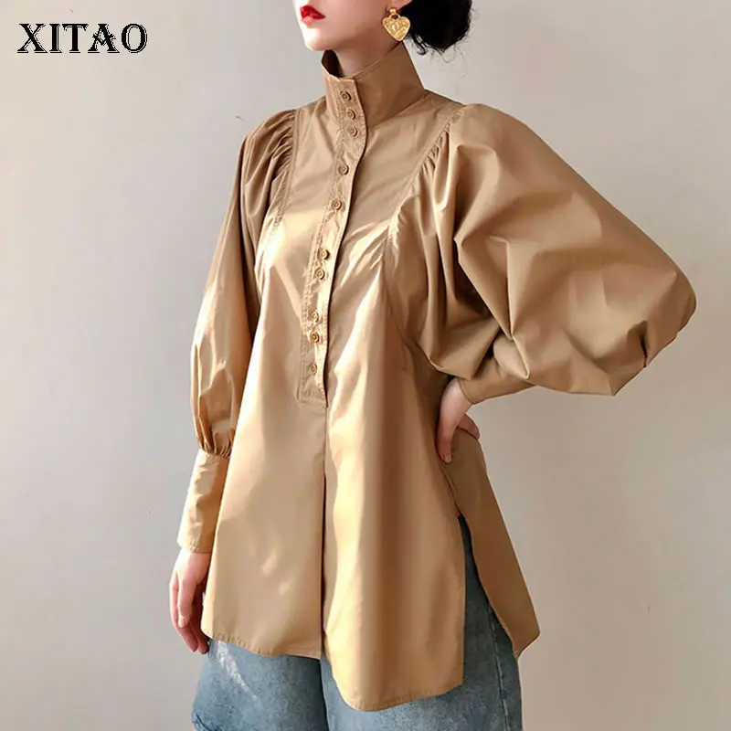 XITAO плиссированная женская блузка модная новая с одной грудью 2020 весенняя