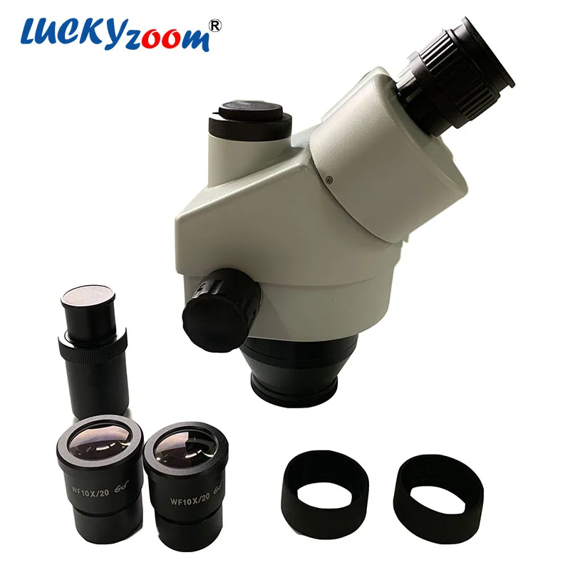 Luckyzoom 7X-45X Simul-Focal Тринокулярный Стерео зум микроскоп головка WF10X/20 окуляр Микроскоп аксессуары