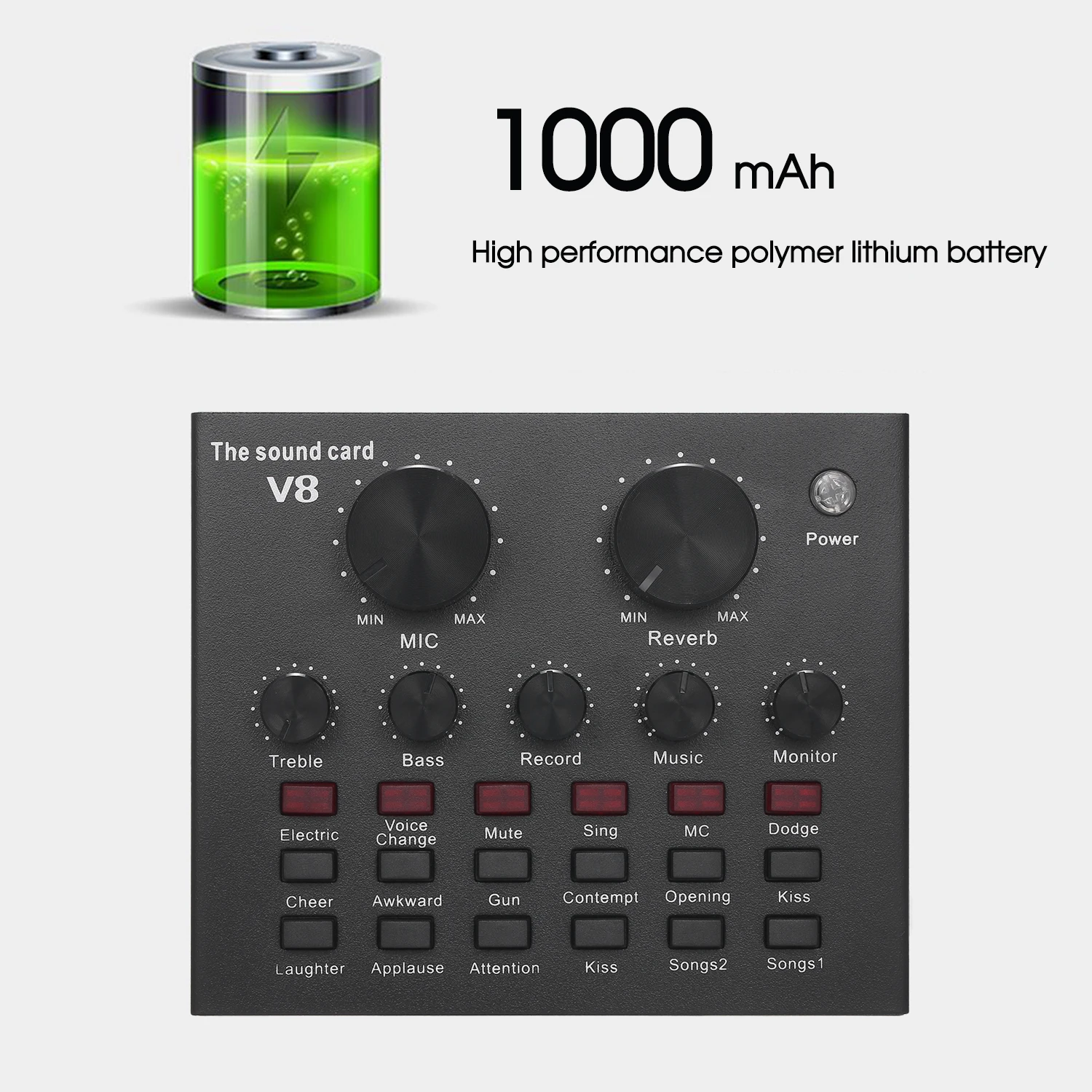 V8 мобильный телефон звуковая карта Bluetooth Mic Live USB внешняя DSP чип 12 звуковых