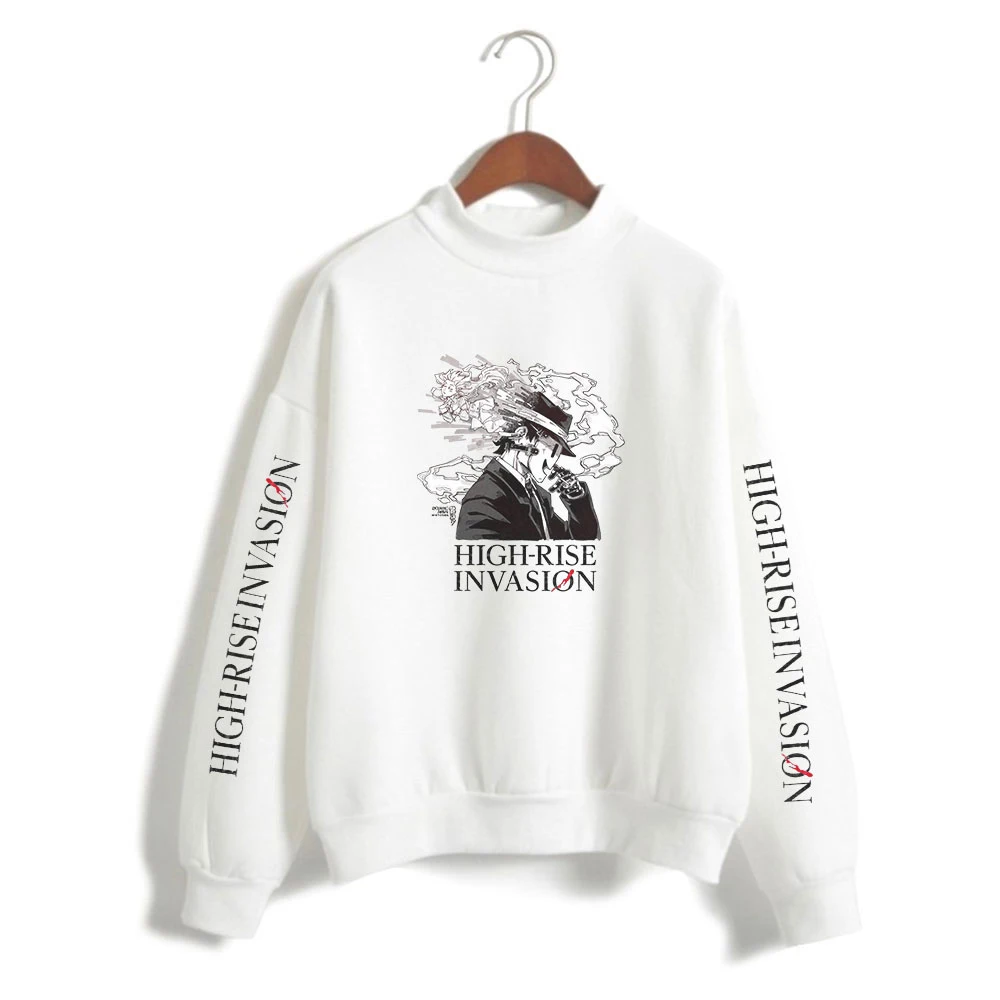 

High-Rise Invasion Anime New Men's Turtleneck Sweaters Winter Black Pullovers Men Casual Male Tracksuit Loose Sweatshirt