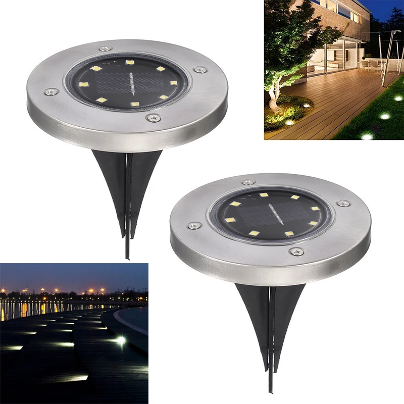 

Solar Powered Ground Light Waterproof Garden Pathway Deck Lights With 8 LEDs Solar Lamp for Home Yard Driveway Lawn Road