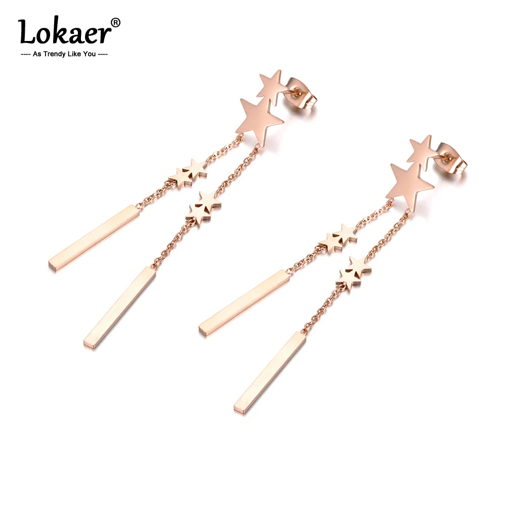 Женские богемные серьги кисточки Lokaer длинные из нержавеющей стали оригинального