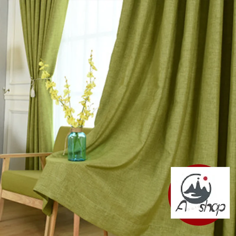 

AS Customized Home Furnishing Linen Solid Color High Shading Villa Bay Window Balcony Curtains for Living Dining Room Bedroom