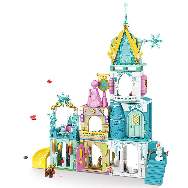 

572 шт. 4 в 1 волшебный романтический замок, строительные блоки, лед, снег, принцесса, друг, девушка, фигурки, дворец, кирпичи, игрушки для детей