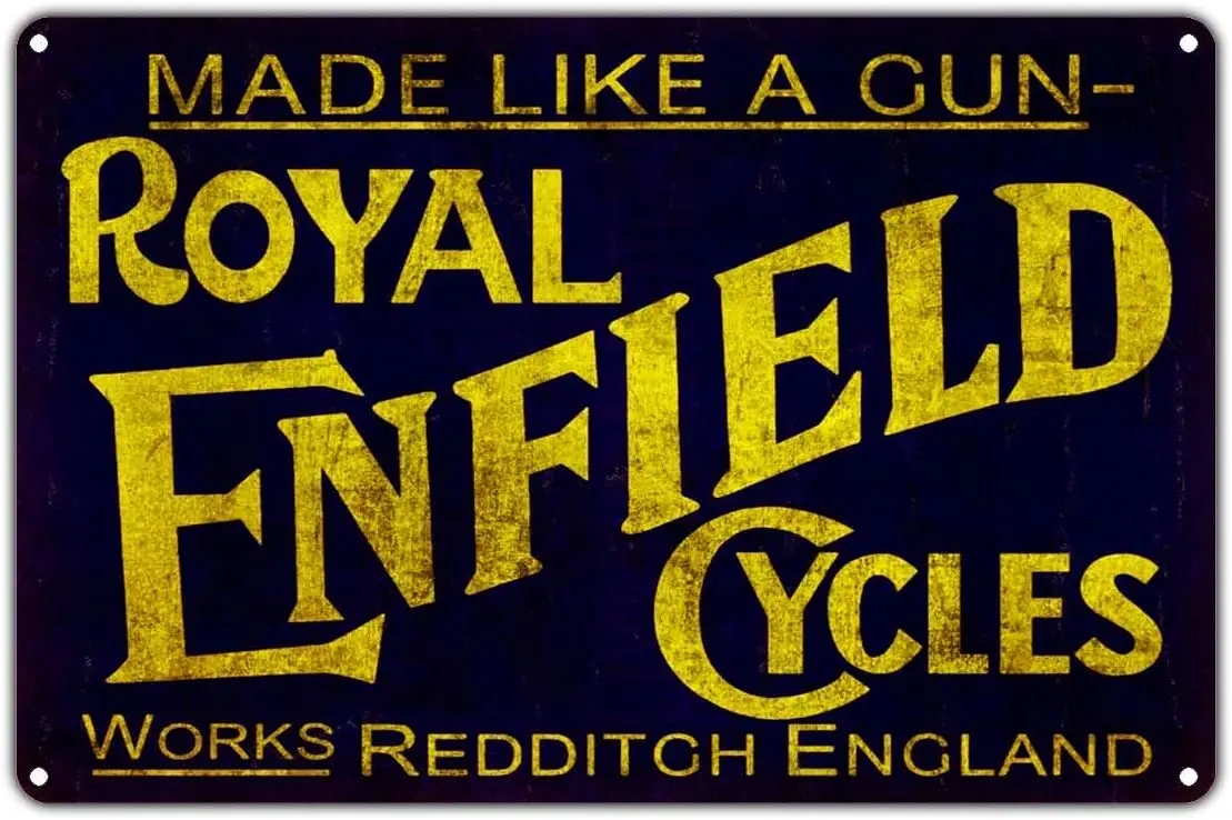 

A Royal Enfield Cycles Made Like A Gun Redditch England Vintage Retro Metal Decor Art Shop Aluminum 12"x18" Sign