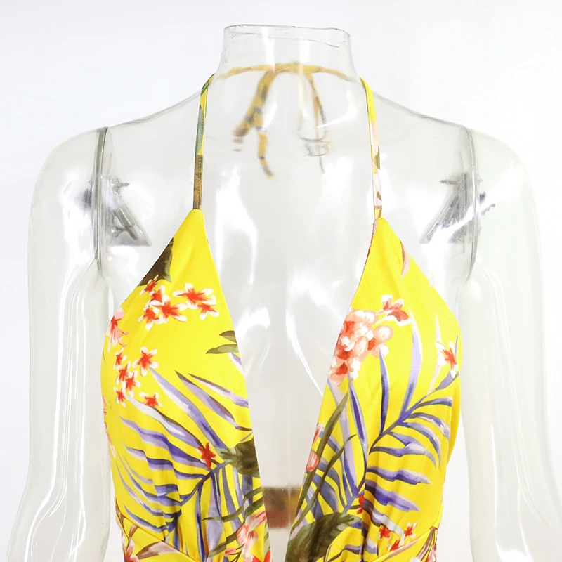 Элегантное желтое платье с открытой спиной и v образным вырезом|Женские платья| |