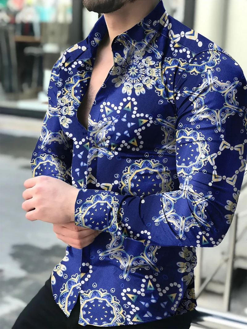 Men's shirt for men clothing social male Blouse Hawaiian long sleeve cardigan blouses and button up Luxury man wholesale 2021