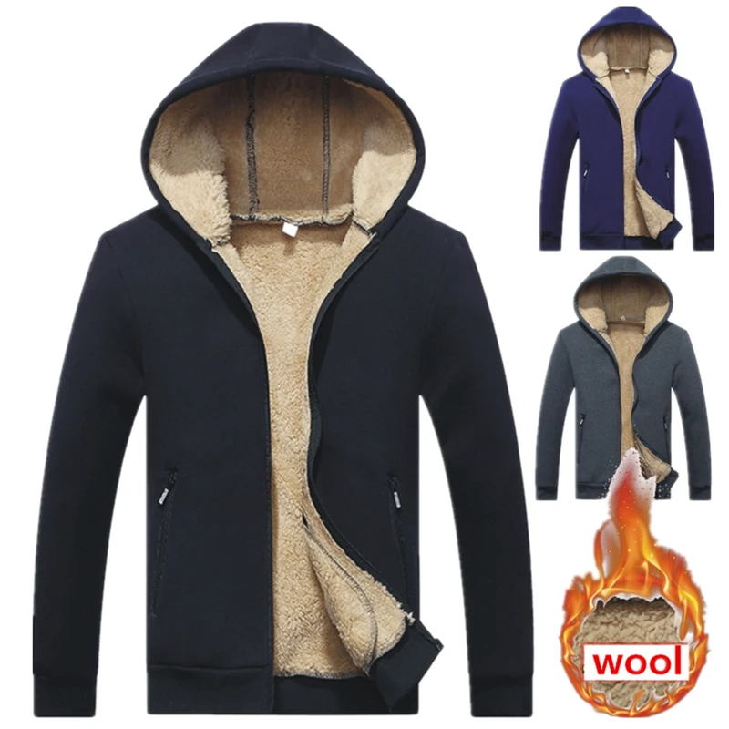 Мужские брендовые шерстяные худи однотонные на молнии модный спортивный костюм