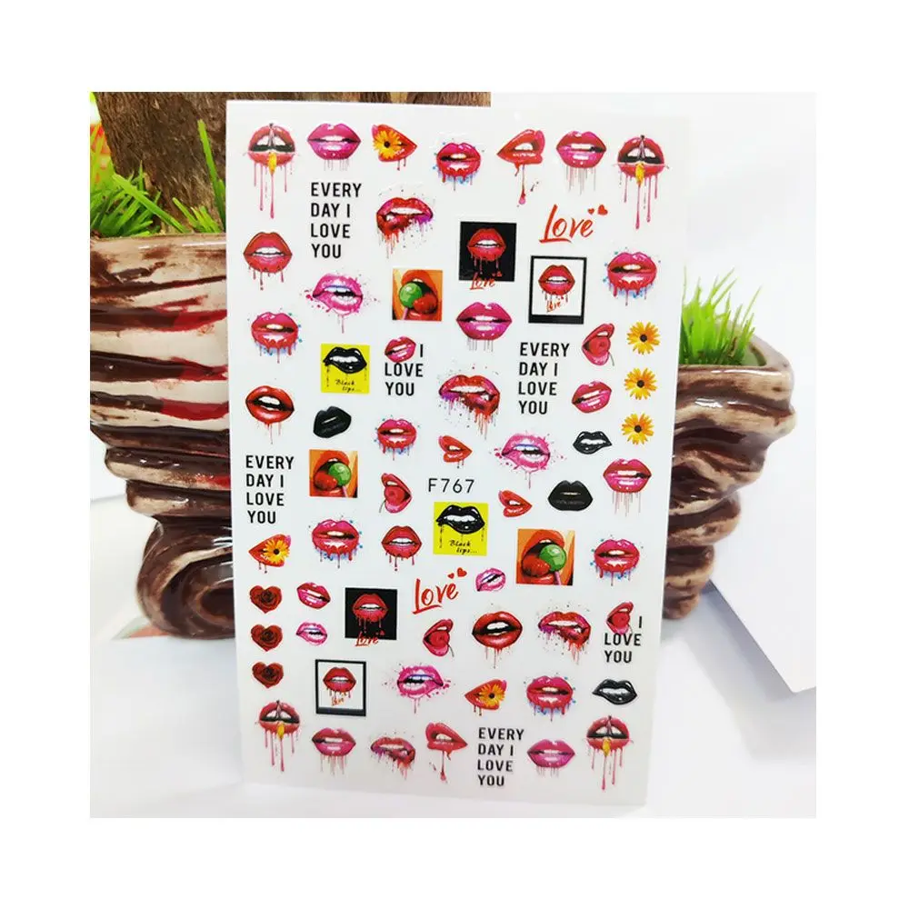 

3D Nail Stickers Fruit Cherry Lips Line Lemon Stickers for Nails Self-Adhesive Design Sticker for Manicure Nail Art Decoration