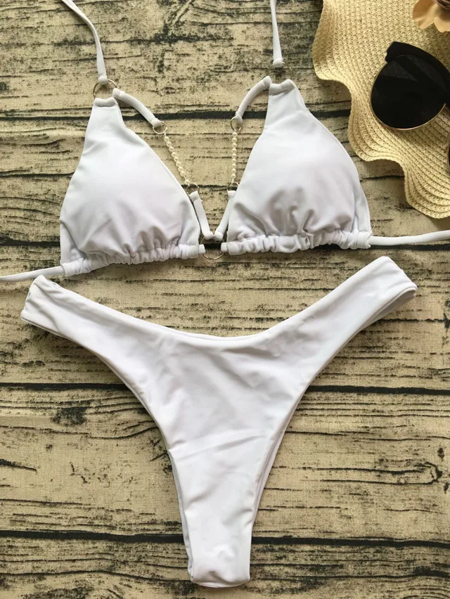 2017 Новый жемчужный однотонный сексуальный комплект бикини бразильский