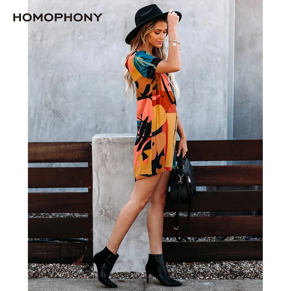 Платье HOMOPHONY с принтом граффити летнее платье круглым вырезом повседневное
