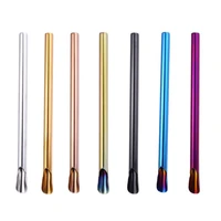 spoon shape straw reusable 304 stainless steel drinking straw metal straw for smoothies tapioca pearls milk bubble tea lx3396