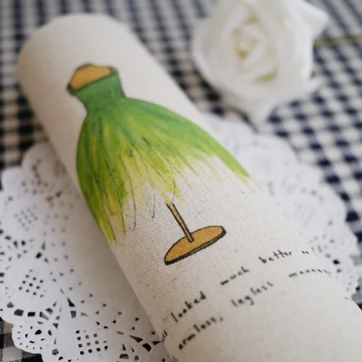 

cotton and linen cloth hand printing and dyeing decorative painting dining mat notebook cover green yarn skirt