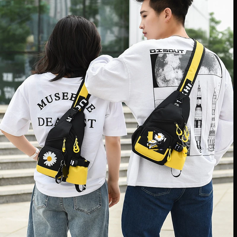 

2020 Unisex Women Fashion Chest Bag Female Cartoon Shoulder Bag Travel Sports Crossbody Bag Ladies Floral Waist Pack Bag