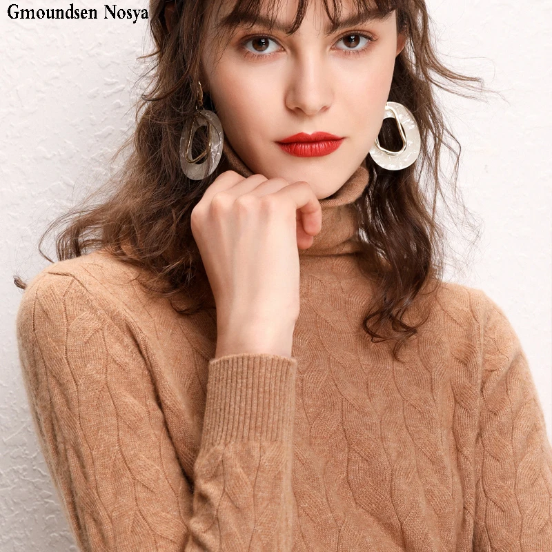 2019 новый свитер женский Водолазка пуловер Женский вязаный модный кашемировый